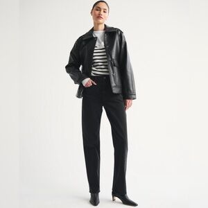 🆕 NWT Abercrombie & Fitch Black 90s Straight High Rise Curve Love Jeans 25 SHORT